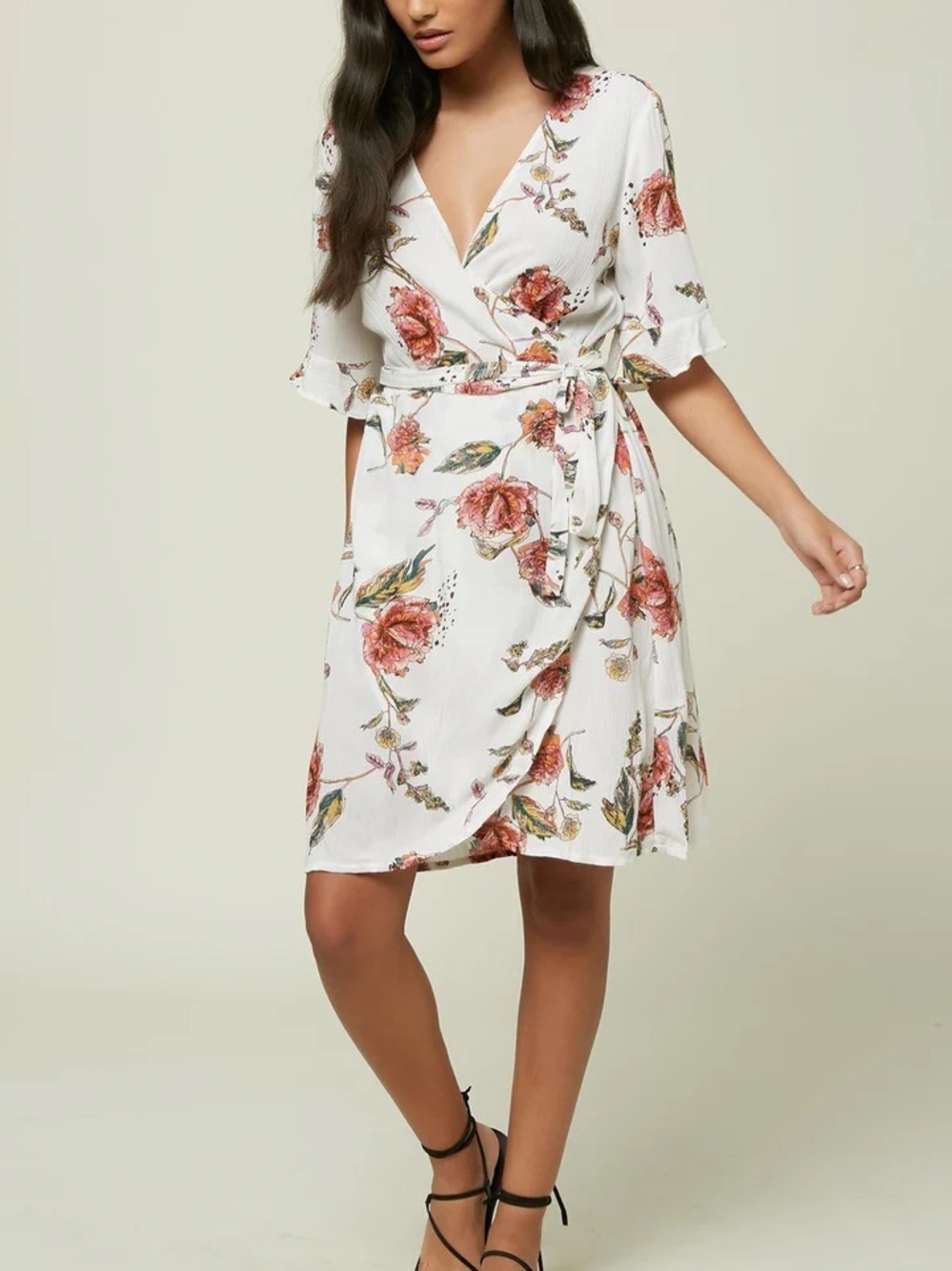 O'Neill | Molly Floral Winter White Wrap Dress Summer Beach Festival Size XL